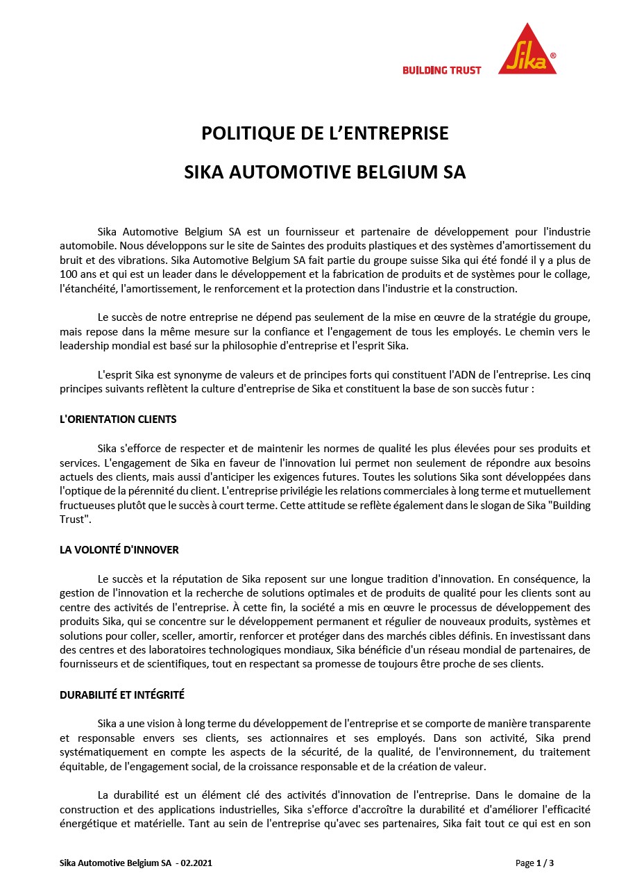 Politque de l'Entreprise Sika Atm是SA